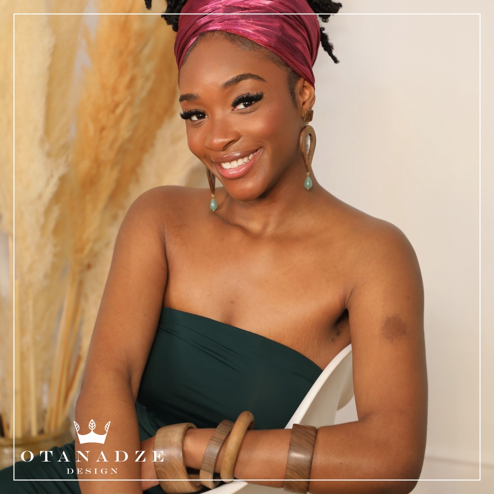 Handmade Wooden Earrings With Green Aventurine