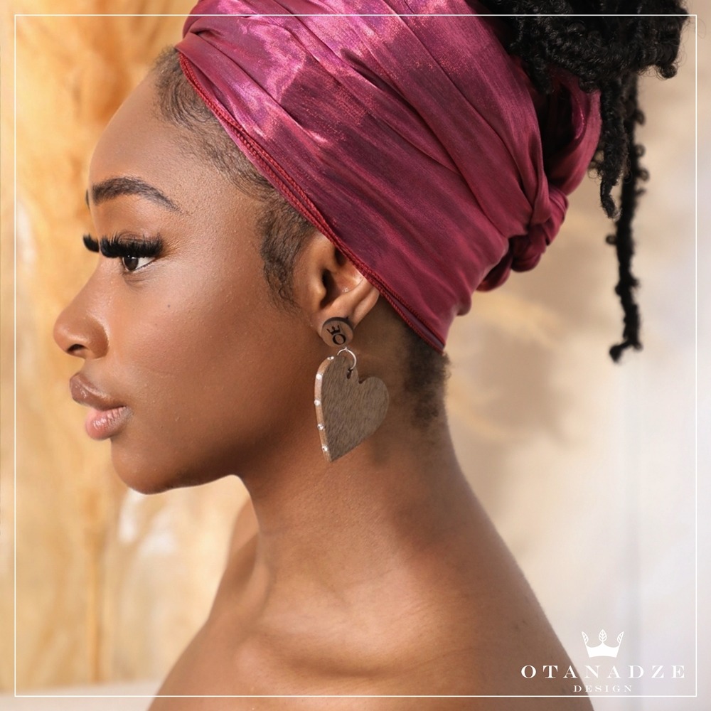 Handmade Wooden Earrings With Zircons - Image 2